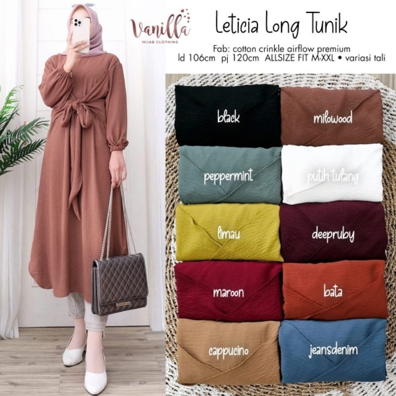 LETICIA LONG TUNIK ORI BY VANILLA | Cotton Crinkle Airflow