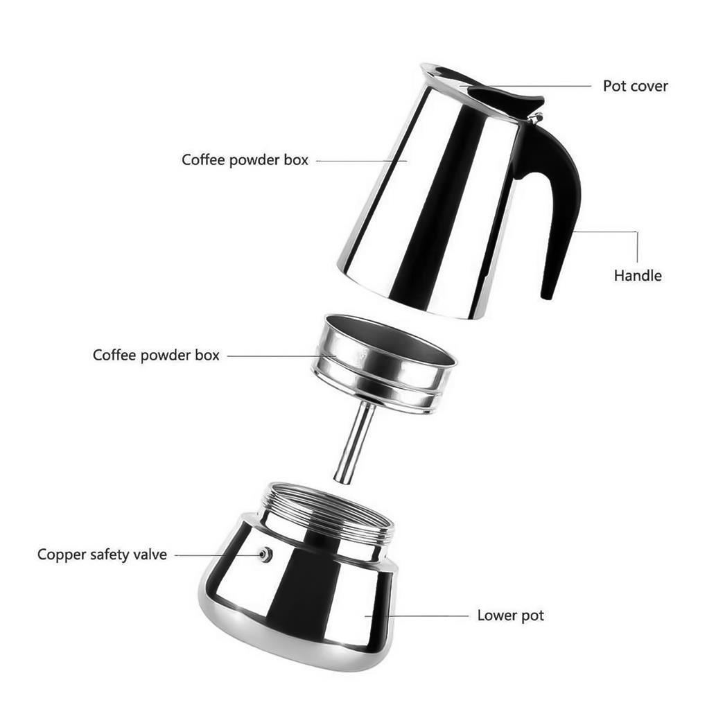 Teko Kopi Stainless Steel Mocha Percolator Rumah Tangga Dapat Dicuci Reusable Insulated 9-cups Home Cafetière Dengan Pegangan Ergonomis