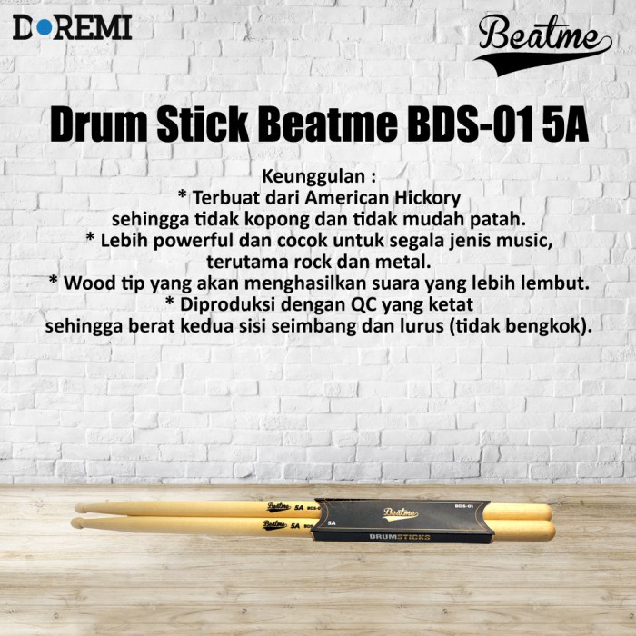 Drum Stick Beatme Maple BDS 01 5A - Stik Drum Maple Beatme 5A