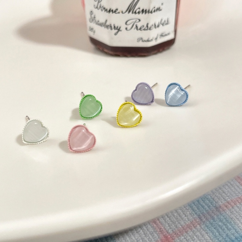 Ahellogirl Warna Cinta Opal Anting Set Wanita Musim Panas Cahaya Mewah Niche Desain High-end Anting-Anting Temperamen Anting Serbaguna