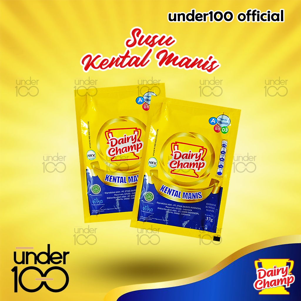 ❤ Under100 ❤ Susu Sachet Kental Manis Dairy Champ 1 Renceng 6 Pcs 37g | HALAL