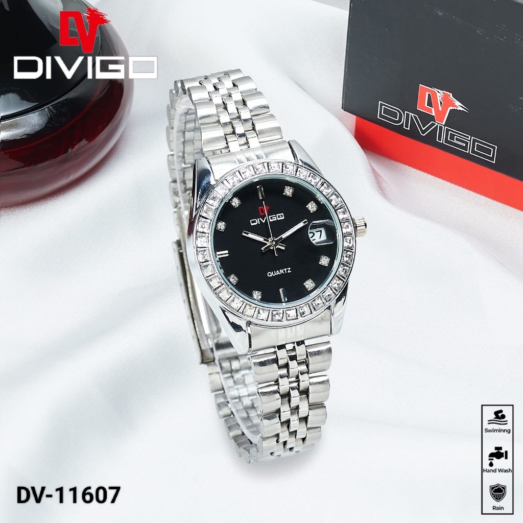 ORI Jam tangan Wanita Divigo Dv-11607 Rantai Permata Strab Staintless Steel Tahan Air