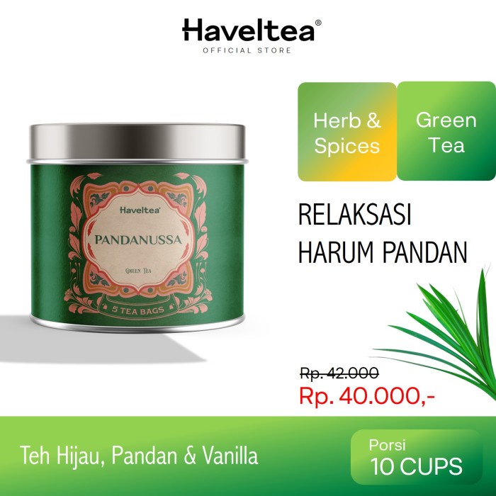 

N.E.W PANDANUSSA | Mini Tin | Haveltea | Teh Hijau Pandan | Teh Premium - 5 Eco Tea Bags