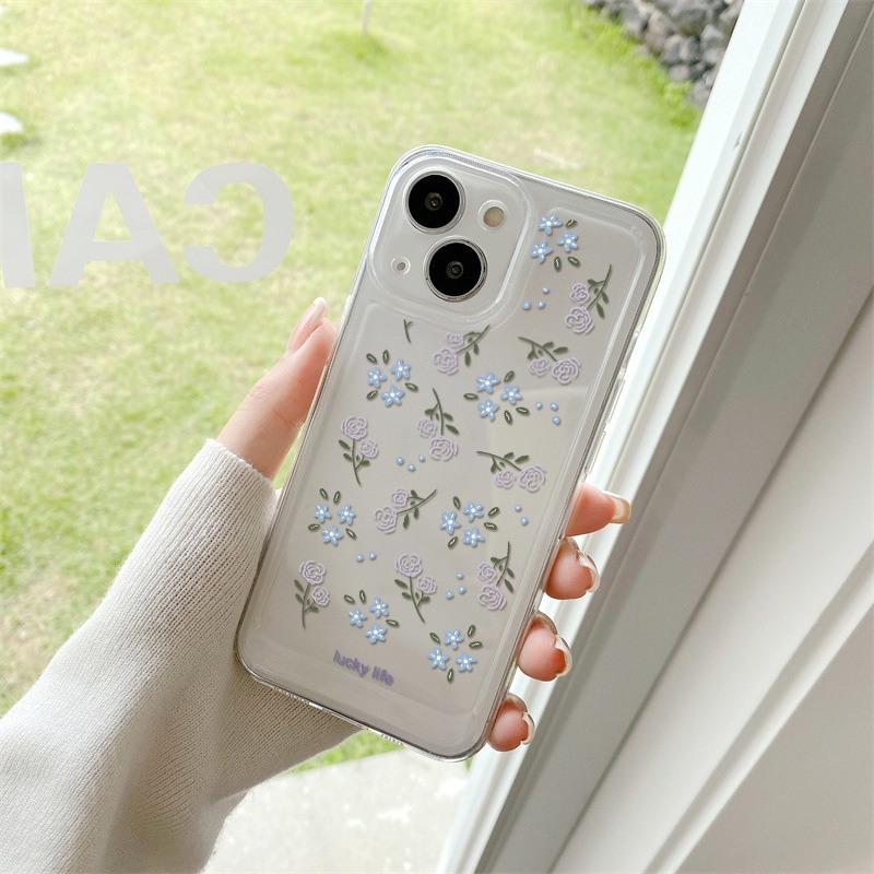 Casing Motif Bunga Biru Untuk Vivo S12 S15 S6 S7 S9 S9E S10 5G S10 Pro X30 X30 Pro X50 X60 X70 X80 X27 V23 Pro V23E Iqoo 56 Neo5 Neo6 8 8 Pro Z6 U5 Akrilik Space TPU Belakang Sarung