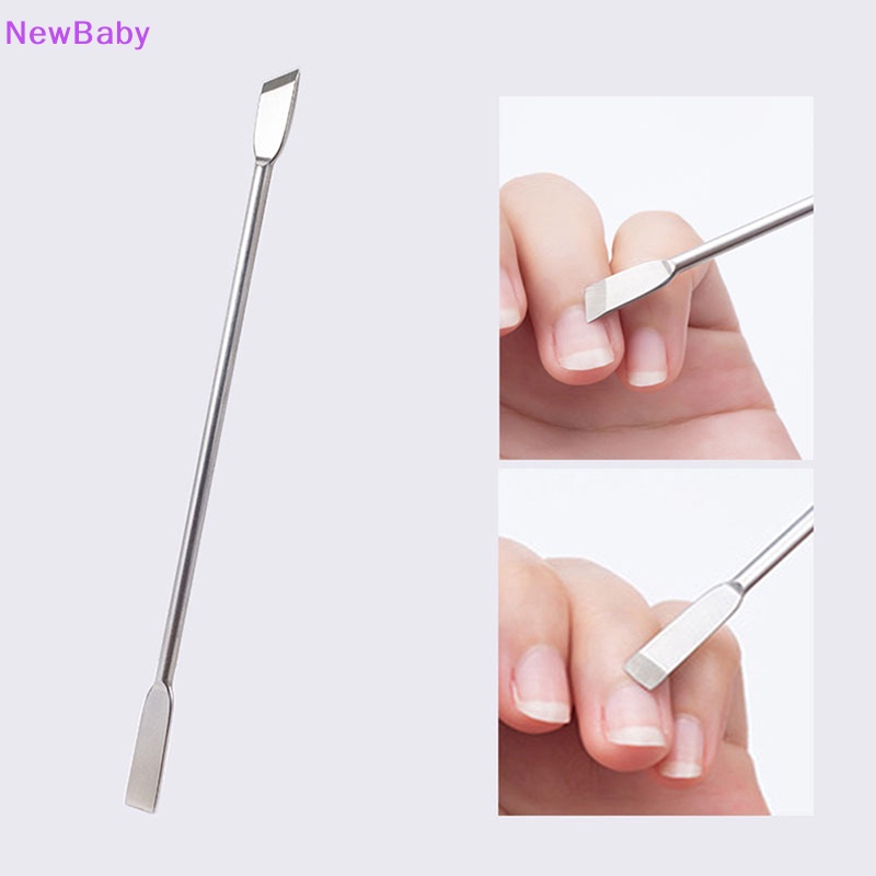 Newbaby Spatula Kepala Ganda Stainless Steel Mixing Stick Foundation Pencampuran Alat Make Up ID