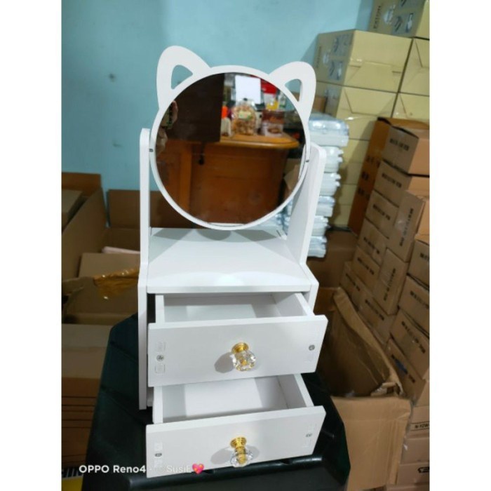 COD - SM88 -  Rak Kosmetik Vintage Cermin hk /Storage Box Kecantikan hello kitty /Kotak Cermin Rias