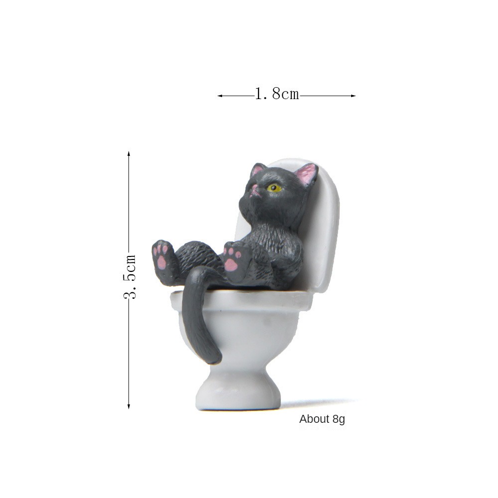 ღ Mini Toilet Seri Patung Kucing Kucing Lucu Penghiburan Spiritual Kucing Di Toilet Resin Dekorasi Rumah Miniatur Model Desktop Aksesoris Ornamen