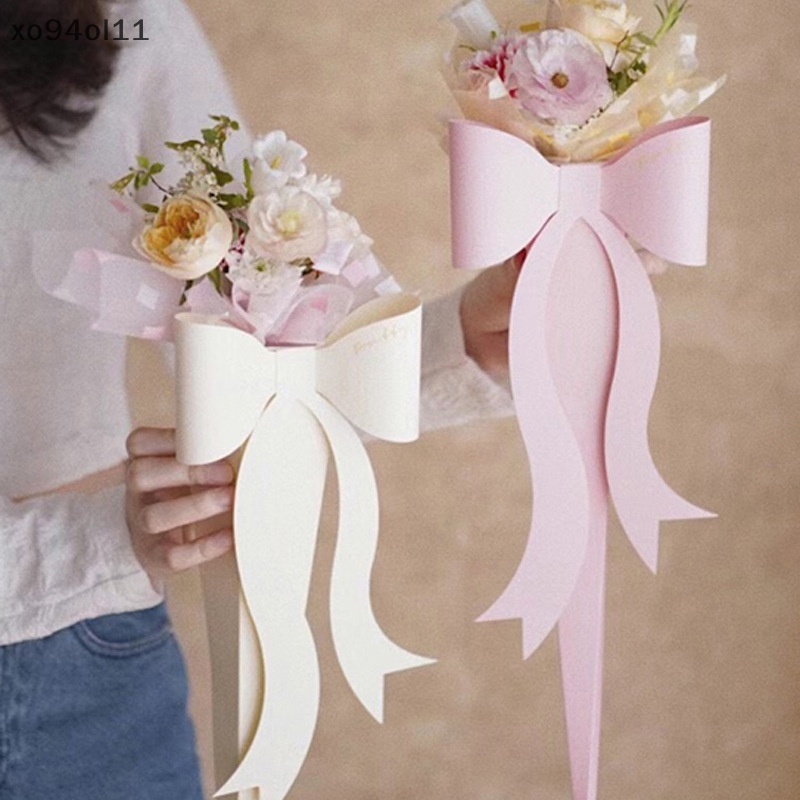 Xo Bow Shaped Rose Flower Box Bow Single Bouquet Packing Kotak Hadiah Untuk Pernikahan OL