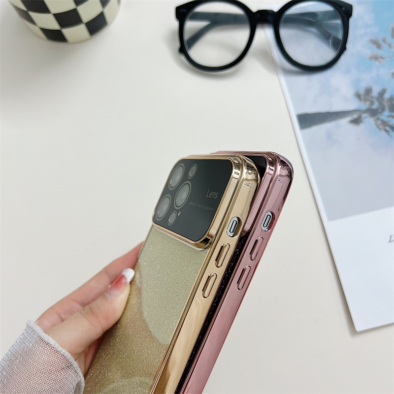 IPHONE Casing Ponsel Bubuk Flash Gradasi Jendela Besar Electroplated Iphone14 13 12 11 Pro MAX X XS MAX XR 7 8 Plus Shockproof Case Cover