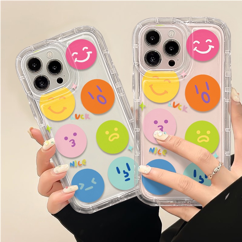 IPHONE Casing Ponsel Lembut Emosi Lucu Kompatibel Untuk Iphone14 13 11 12 Pro XS Max X XR 7 +8 Plus Casing Transparan TPU Silikon Shockproof Cover