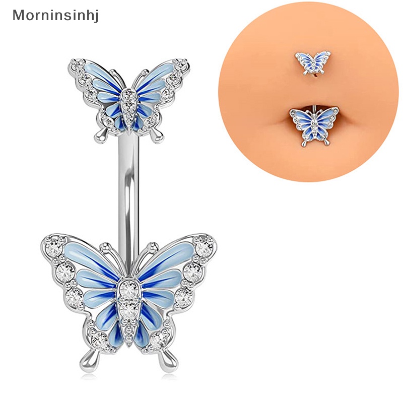 Mornin 1Pcs Sweet Zircon Butterfly Belly Button Ring Nipple Rings Kuku Bibir Tulang Telinga Giwang Hidung Perhiasan id