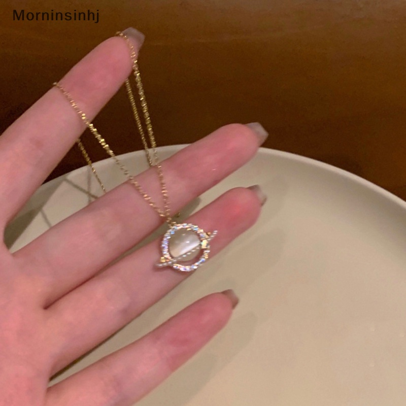 Mornin Fashion Indah Zirkon Planet Liontin Kalung Trendi Cahaya Kristal Klavikula Rantai Untuk Wanita Gadis Keren Perhiasan Hadiah id