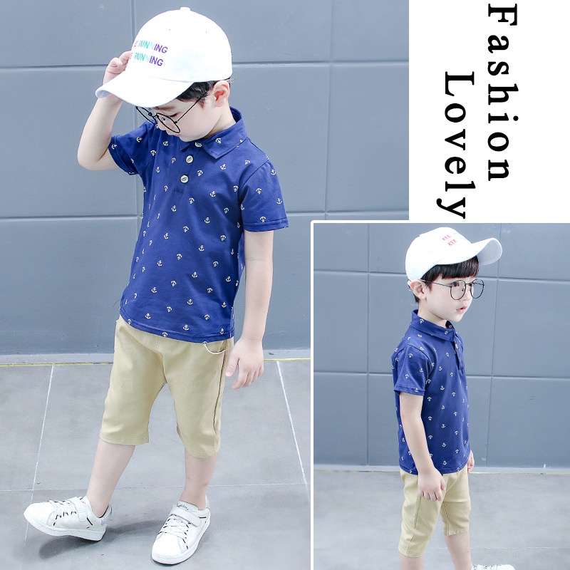 SETELAN ANAK LAKI LAKI MOTIF JANGKAR CELANA CHINO IMPORT