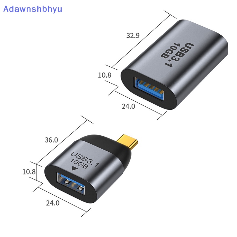 Adhyu USB Tipe C Ke USB 3.1 Adapter OTG Fast Transfer Data Konverter Pria Wanita USB3.1 10Gbps Charging Data Konektor Transfer Kecepatan Tinggi ID