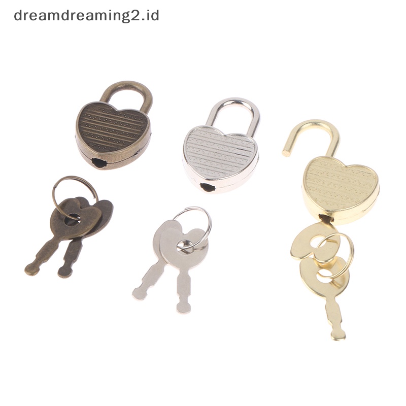 (drea) 1set Gembok Bentuk Hati Luggage Hardware Lock W/Lock Untuk Kotak Perhiasan Buku Diary //