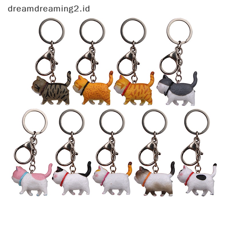 (drea) Gantungan Kunci Liontin Kucing Kartun Lucu Kitten Cat Key Chain Shake Head Bag Keychains //