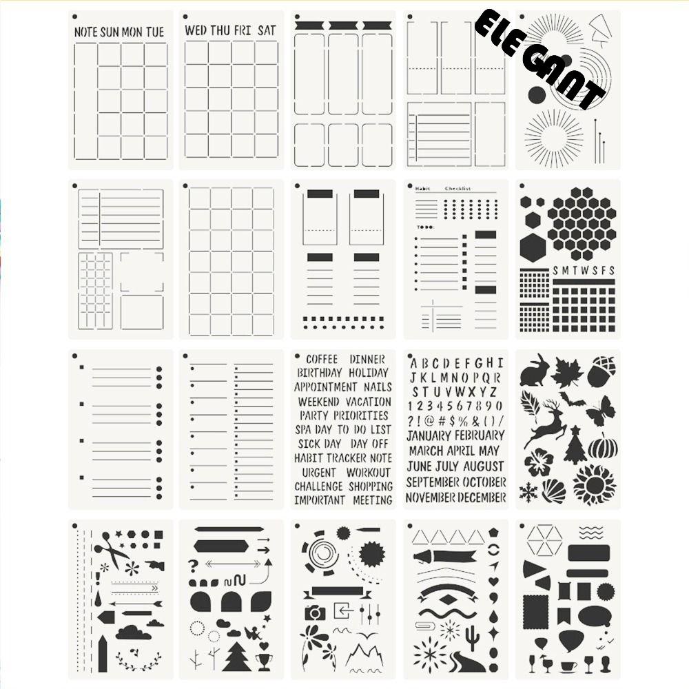 [Elegan] Berongga Stensil Kit DIY Craft Mahasiswa Garis Geometris Scrapbooking Notebook Cetak Menyalin Stensil Menggambar Lukisan Template