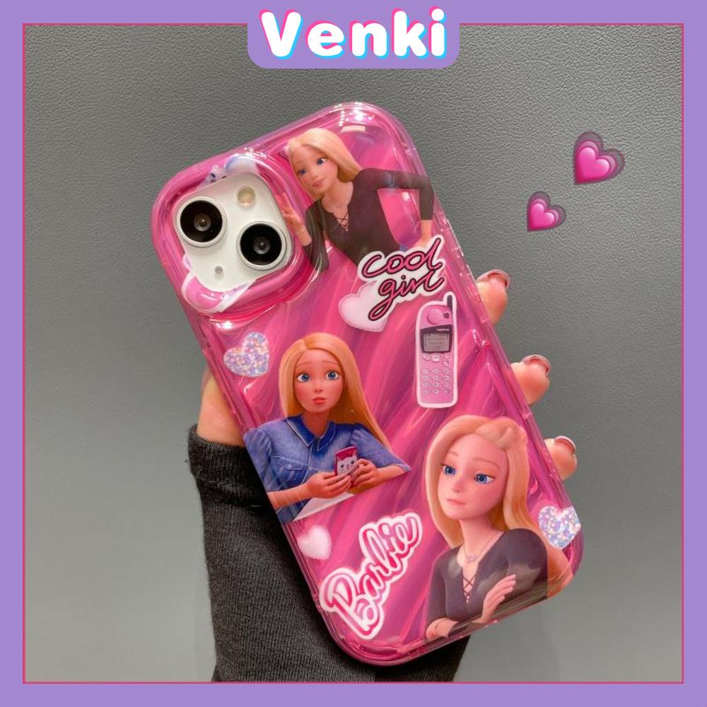 VENKI - Untuk iPhone 11 iPhone Case Laser Reflektif Bening Phone Case TPU Soft Shockproof Airbag Case Lucu Kartun Putri Kompatibel dengan iPhone 14 13 Pro max 12 Pro Max XR XS 7 8