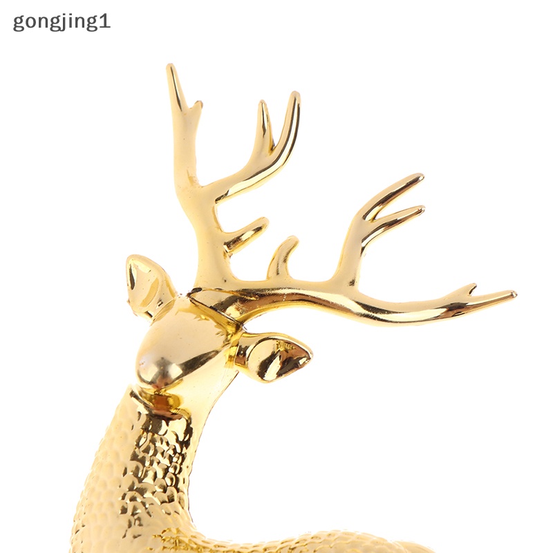 Ggg 1pc Natal Elk Plastik Golden Cake Topper Hiasan Dessert Hadiah Anak ID