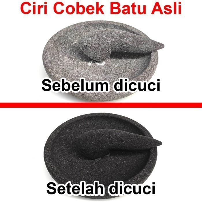 Cobek Batu Asli Original Cowek Coek Coet Cowet - 21 cm