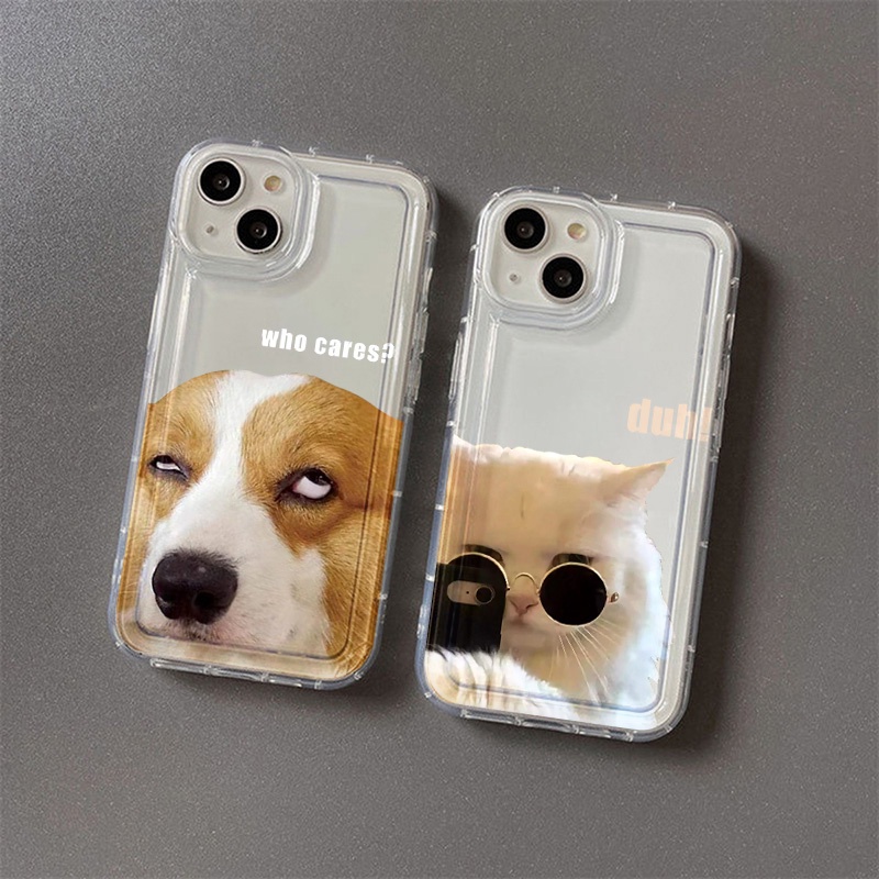 IPHONE Casing Ponsel Kucing Anjing Keren Kompatibel Untuk Iphone7Plus8Plus6Plus11 14 13 12 Pro MAX XR X XS MAX SE Airbag Shockproof Cover