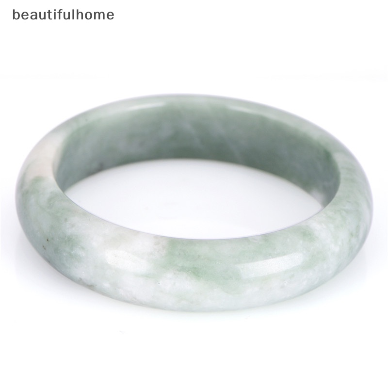 {beautifulhome} Gelang Bangle Permata Giok Hijau Alami Asli Elegan Perhiasan Handmade Fashion.