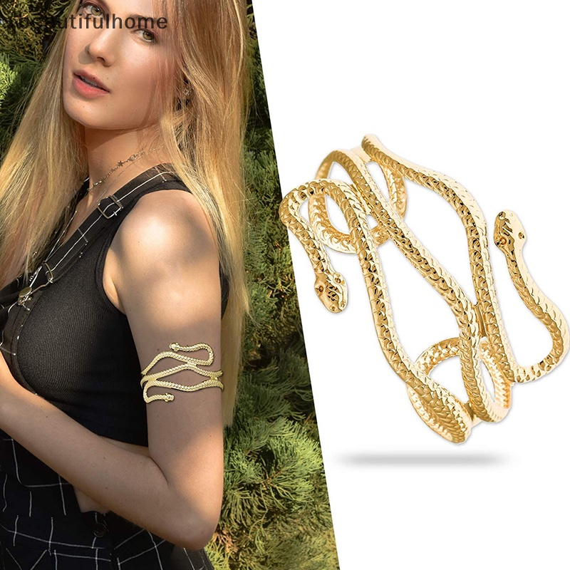 {beautifulhome} Open Snake Upper Arm Bangle Bracelet Adjustable Arm Cuff Bangle Bracelets Untuk Wanita Fashion Jewelry.