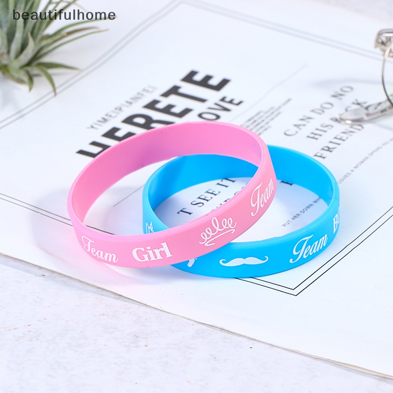 {beautifulhome} 36pcs Gelang Gender Reveal Gelang Tangan Silikon Team Boy Karet Cewek.