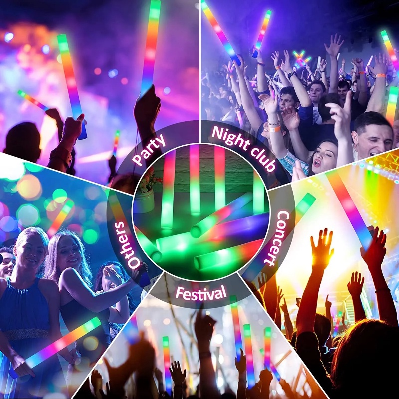 Led Foam Colorful Glow Stick/ Luminous Lampu Kedip Ceria Tabung/ Peraga Suasana Pesta Konser Festival