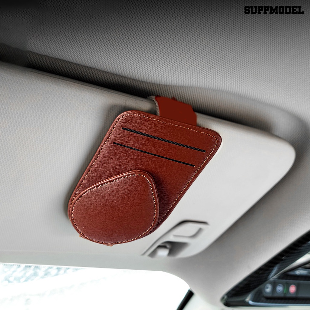 [SM]Sunglasses Holder Tahan Aus Adsorpsi Tidak Luntur Multi-Layer Mudah Dipasang Kulit Imitasi Pelindung Matahari Mobil Sunglass Holder Kartu Organizer Perlengkapan Mobil
