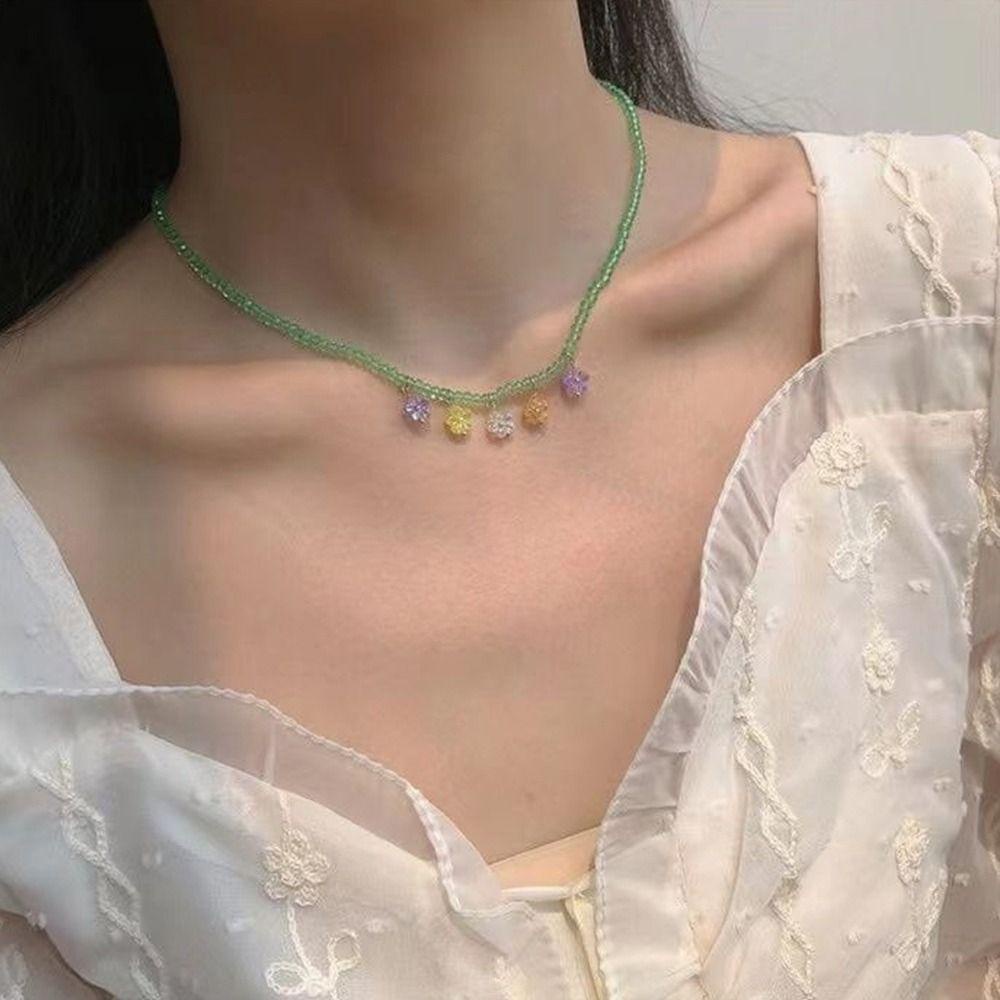 Mxbeauty Wanita Warna-Warni Kalung Manis Halus Resin Gadis Choker Multi-Warna Gaya Korea Gadis Manik-Manik Kalung Untuk Hadiah Valentines Day