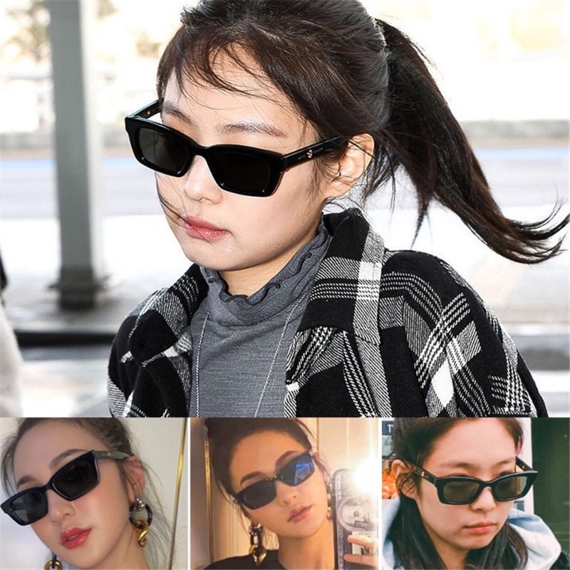 Ahellogirl Ins Kacamata Jennie Korea Square Frame Kacamata Hip Hop Kacamata Retro Kepribadian Street Shooting Sunglasses