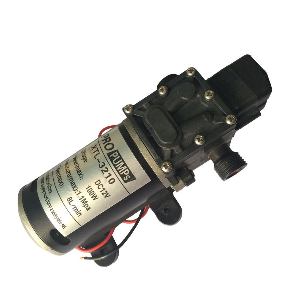 12V 100W High Pressure Water Pump Micro Diaphragm Pump 8L per Min Head 70M 1.1MPa