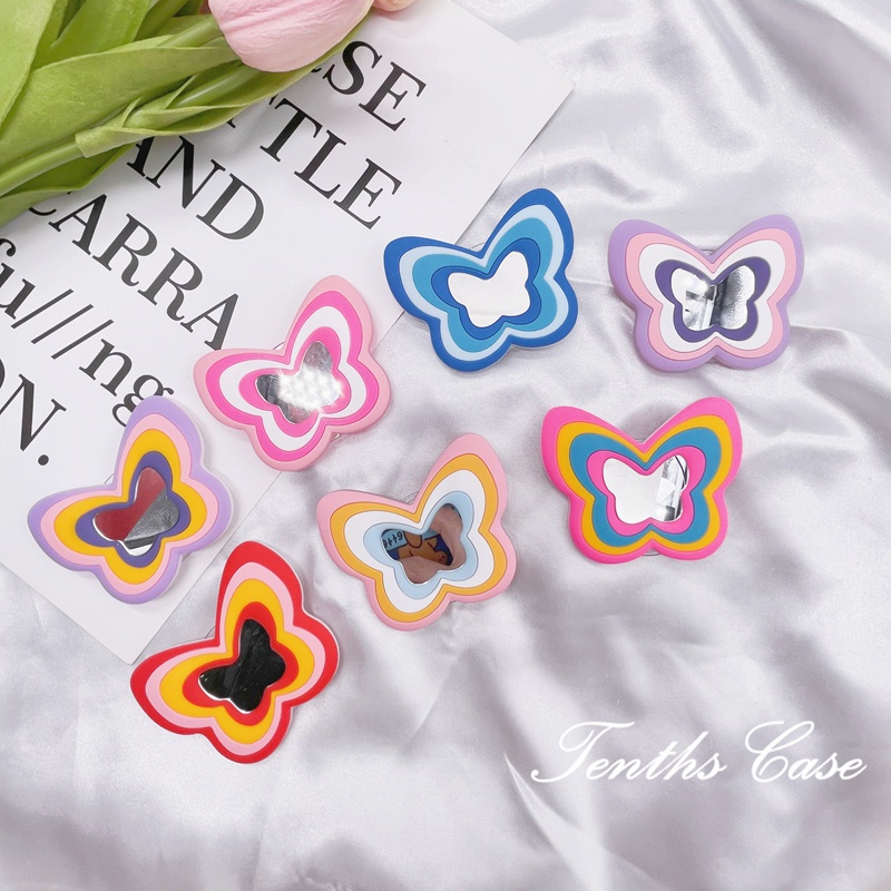 Butterfly Mirror Holder Teleskopik Desktop Lazy Ring Buckle Airbag Bracket INS Simple Phone Holder Untuk iPhone Android Phone Case