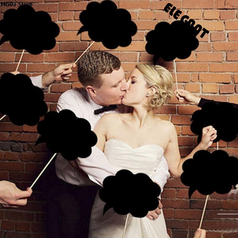 [Elegan] Wedding Props Serbaguna 10pcs Fotografi DIY Perlengkapan Pesta Pernikahan Foto Papan Hitam Kecil