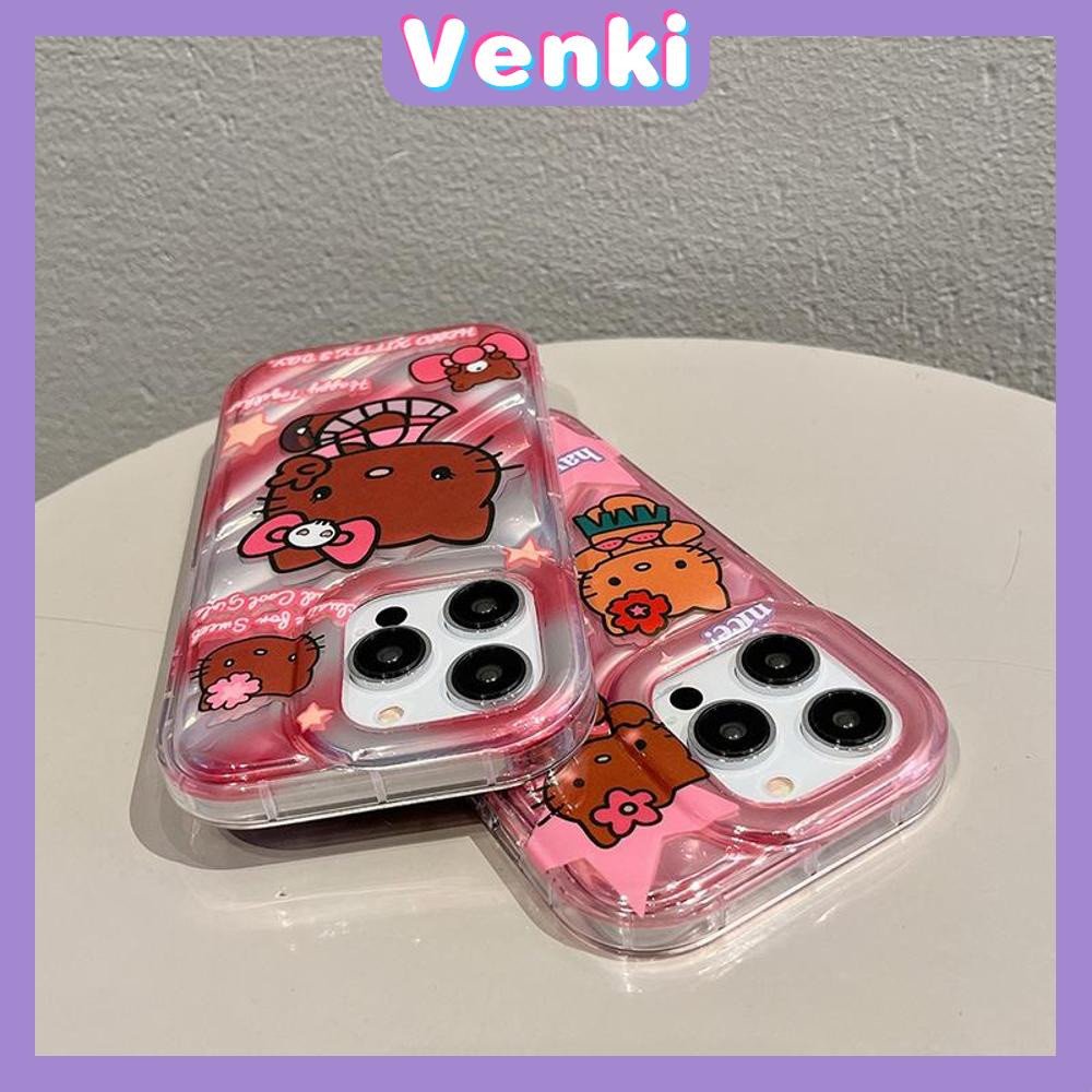 VENKI - Untuk iPhone 11 iPhone Case Laser Reflektif Bening Phone Case TPU Soft Shockproof Airbag Case Cute Kartun Kucing Kompatibel dengan iPhone 14 Pro Max 13 Pro Max 12 Pro Max XR XS 7