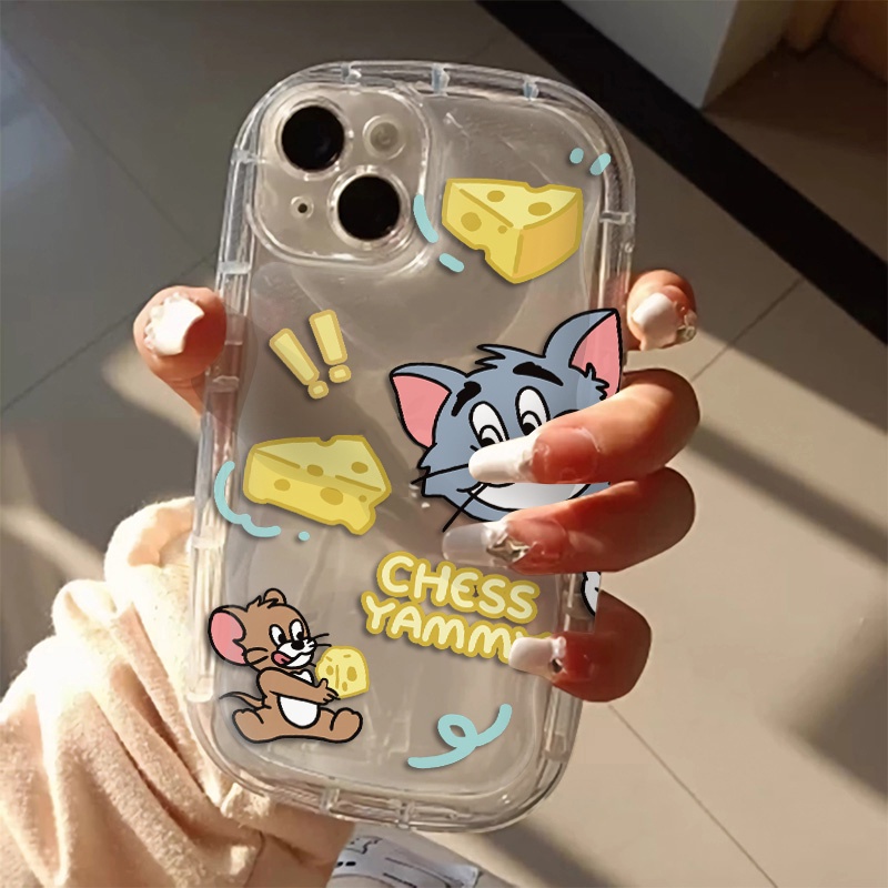 IPHONE Casing Ponsel Transparan Kucing Mouse Lucu Kompatibel Untuk Iphone14 13 12 11 Pro Max XS X XR 8 +7Plus Pasangan Lembut Silikon Shockproof Casing Cover Cell Precticer