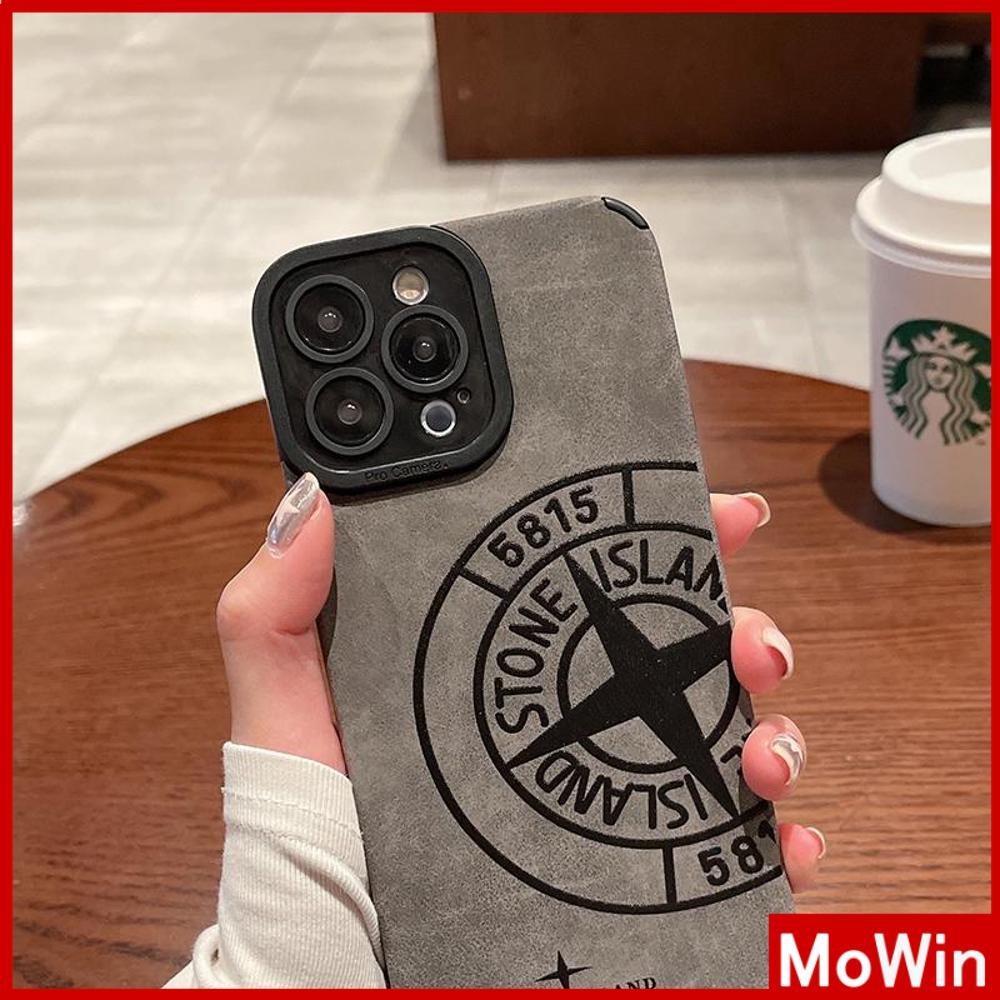 Case iPhone 14 Pro Max iPhone Case Kulit Abu-abu Pupil Patch Suede Tahan Guncangan Kamera Pulau Batu Sederhana Kompatibel dengan iPhone 13 Pro max 12 Pro Max 11 xr xs max 7Plus 8Plus