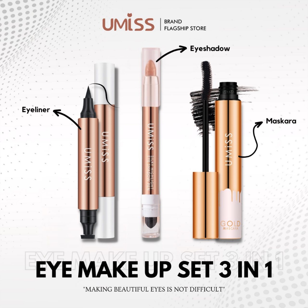 UMISS MAKE UP SET 3 IN 1  Eyeliner | Eyeshadow | Mascara bisa cod paket makeup original