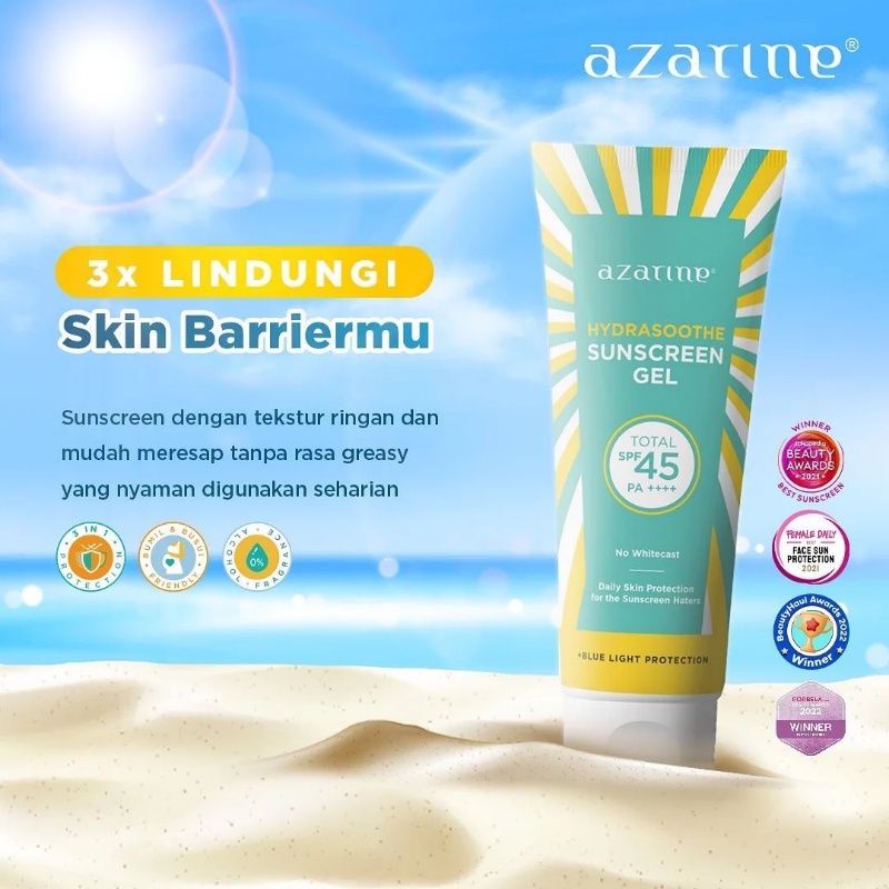 AZARINE HYDRASOOTHE SUNSCREEN GEL SPF 45 PA++++ ISI 30 ML - APPLE KOSMETIK