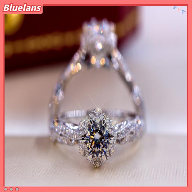[BLS] Zhenrong Berongga Bunga Dan Bintang Simulasi 1karat Zirkon Cincin Eropa Dan Amerika Bertatahkan Moissanite Zirkon Engagement Ring