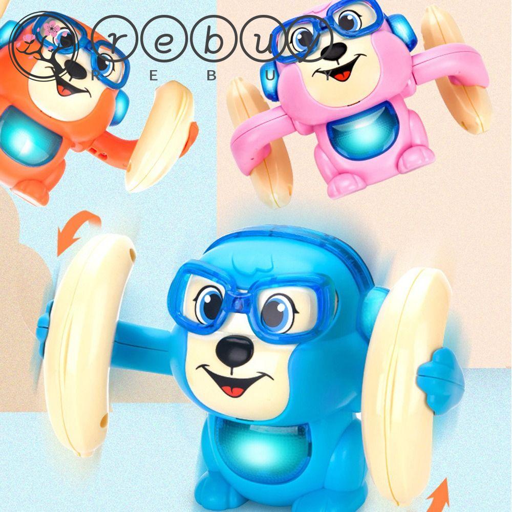 REBUY Rebuy Voice-activated Tumbling Monkey Mainan Bayi Lucu Induksi Rolling Monkey360° Merangkak Mainan Anak Merangkak Mainan Elektrik Kontrol Suara Rolling Electric Baby Toy