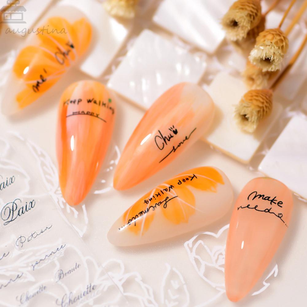 AUGUSTINA Agustina Stiker Kuku Wanita Populer 3D Tahan Air DIY Net Merah Manicure Aksesoris