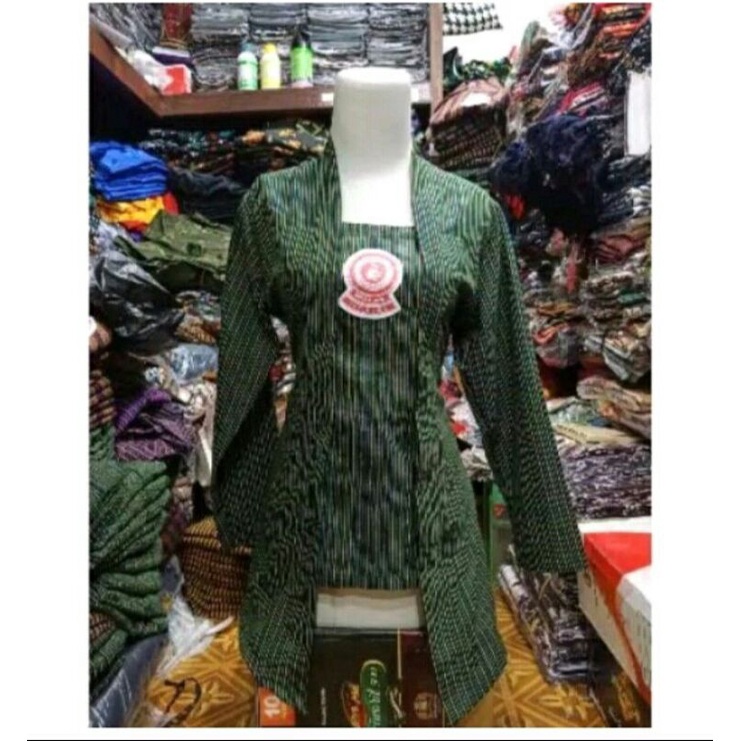 Kebaya dan Sorjan Kebaya Lurik Hijau / Lurik Kutubaru / Baju Adat wanita Lurik