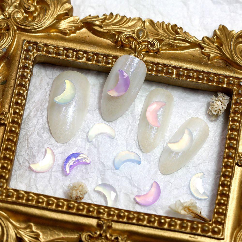AUGUSTINA Agustina Aurora Nail Art Dekorasi Bulan Flatback 3D Glitter Perhiasan Kuku Berlian Kristal DIY Manicure Aksesoris