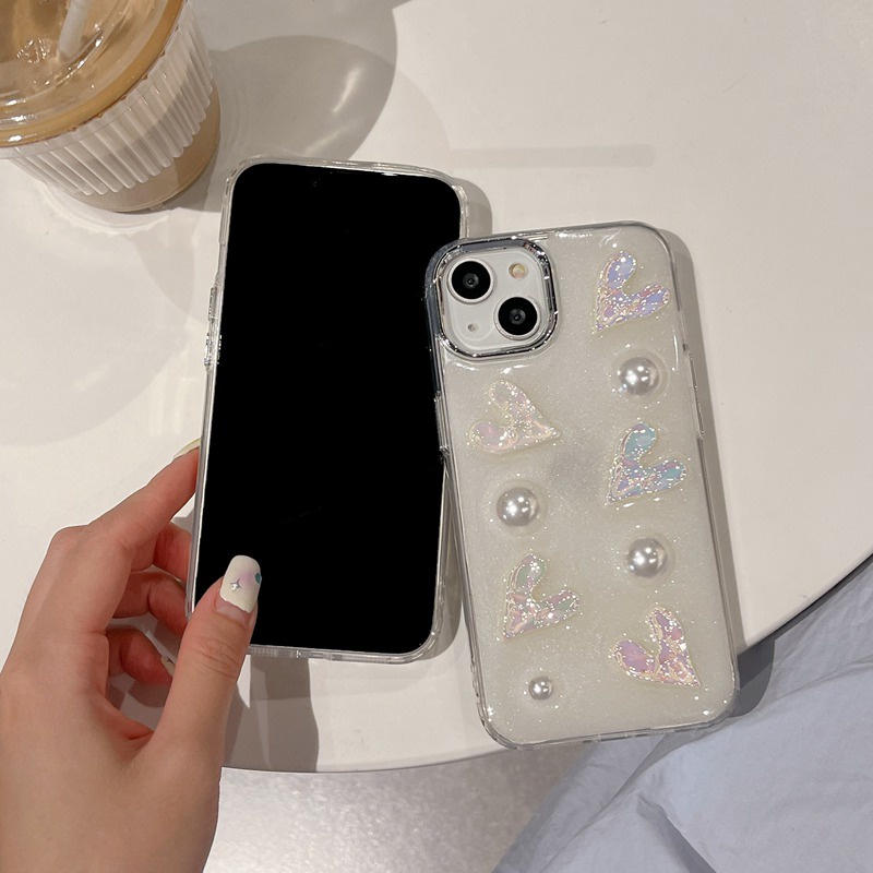 Silver Camera Pearl Laser Love Soft TPU Case HP iP iPhone 12 13 14 Pro Max 11 FTD Girl Woman Casing Apple