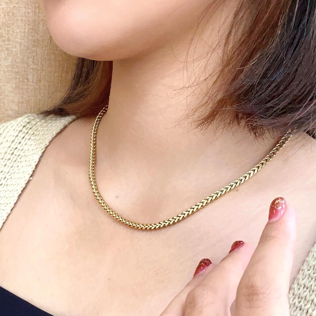 Emily Jewelry - Kalung Titanium Wanita Anti Luntur Perhiasan Perempuan Korea Anti Karat Model Serut 