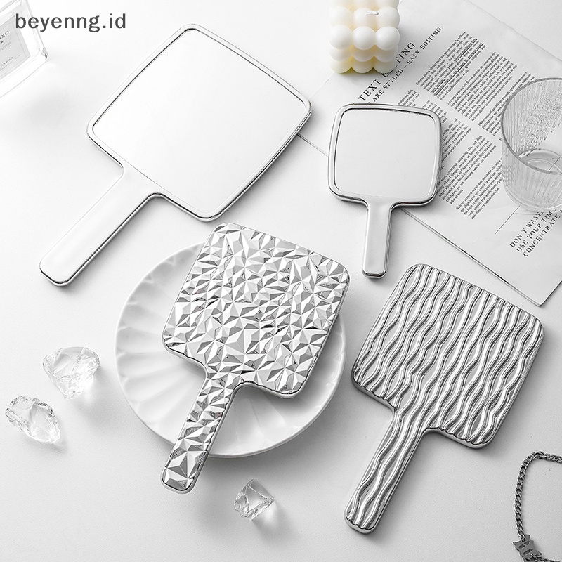 Beyen 1PCS Square Hand Held Mirror Besar Lady Wanita Makeup Kecantikan Kosmetik Portable ID