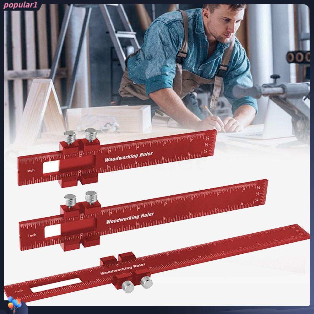 POPULAR Populer Penggaris Woodworking Aluminium Pengukur Tinggi Badan Presisi Saku Penggaris Multifungsi Scoring Ruler 3pcs Penggaris Set