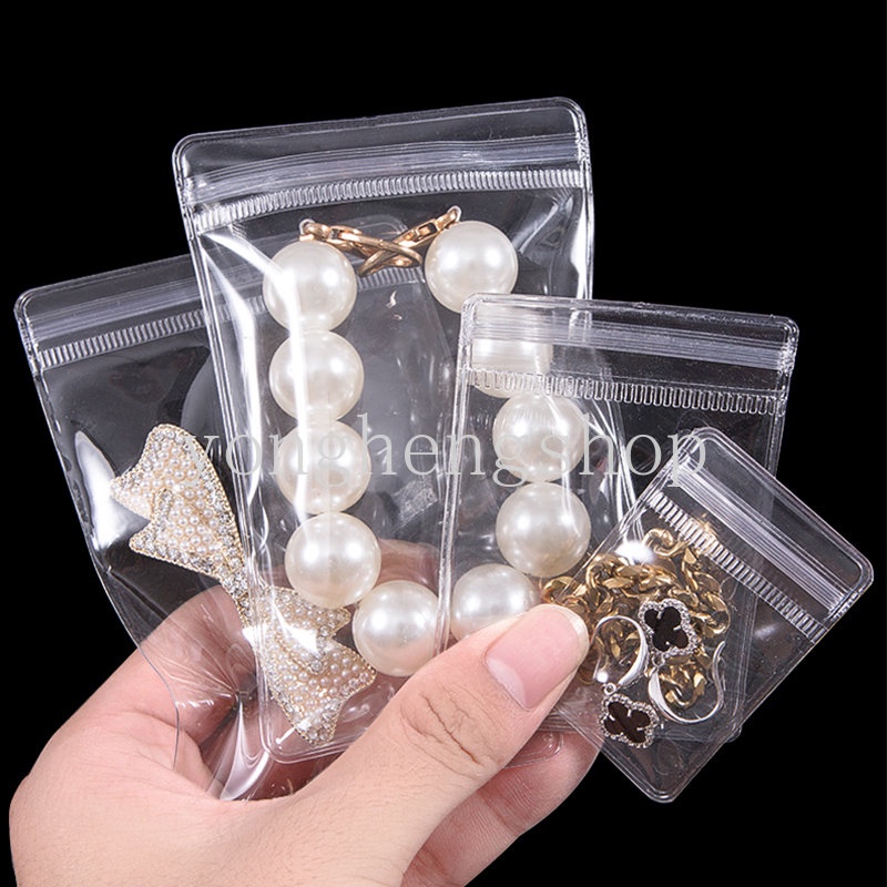 20pcs/set PVC Transparan Jewelry Organizer Packaging Bags Anti-Oksidasi Cincin Anting Gelang Kalung Tas Penyimpanan Zip Lock Self Sealing Pouch Organizer Boxes